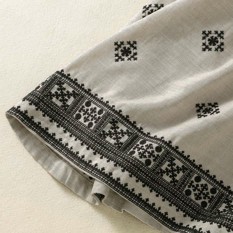 Buddha Stones Robe d'été bohème sans manches à cordon de serrage et imprimé géométrique pour femme, avec poches - image 11