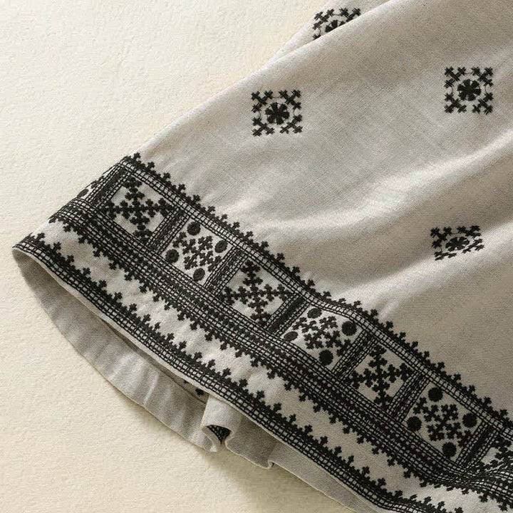 Buddha Stones Robe d'été bohème sans manches à cordon de serrage et imprimé géométrique pour femme, avec poches - image 11