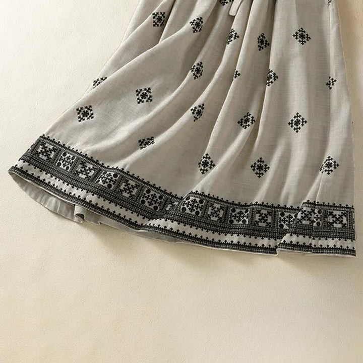 Buddha Stones Robe d'été bohème sans manches à cordon de serrage et imprimé géométrique pour femme, avec poches - image 10