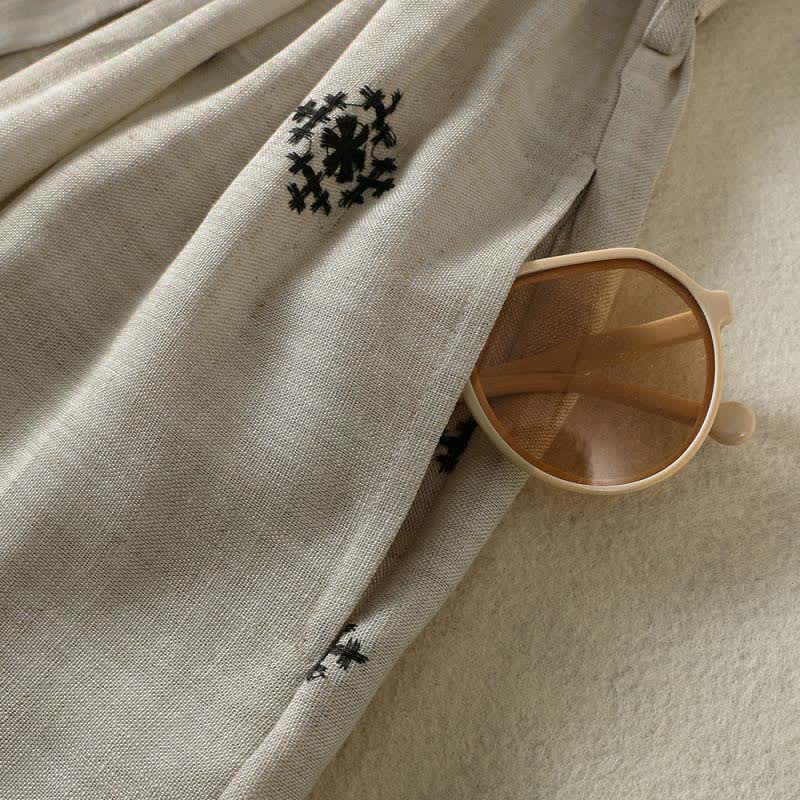 Buddha Stones Robe d'été bohème sans manches à cordon de serrage et imprimé géométrique pour femme, avec poches - image 7