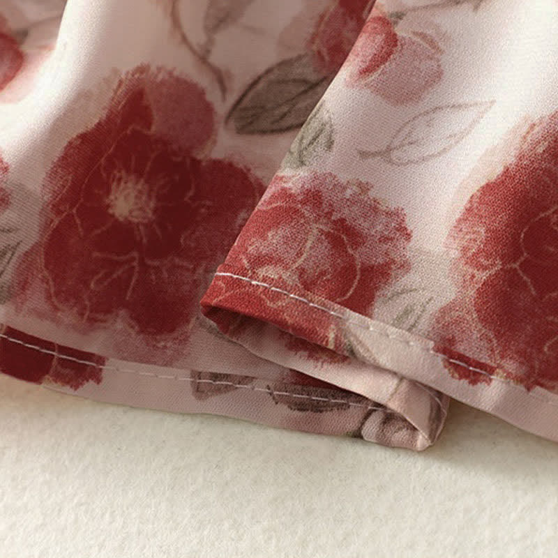 Buddha Stones Robe d'été sans manches en mousseline à imprimé floral pour femme, avec poches - image 8