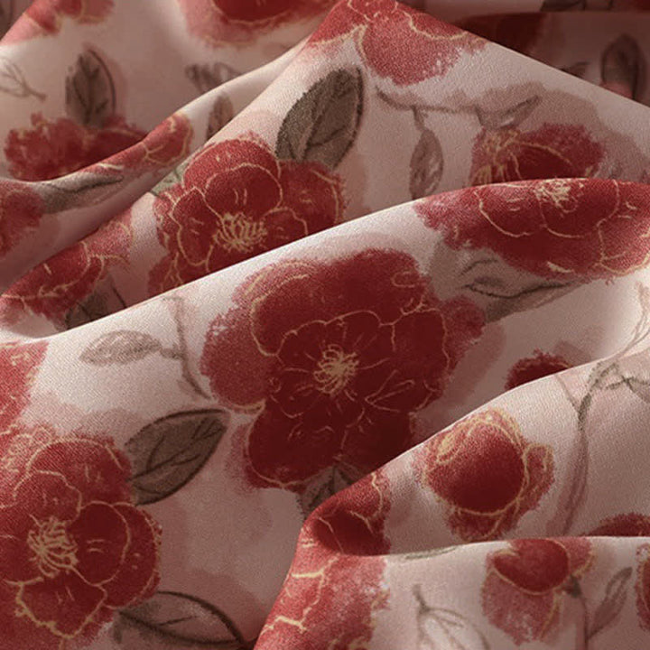 Buddha Stones Robe d'été sans manches en mousseline à imprimé floral pour femme, avec poches - image 9