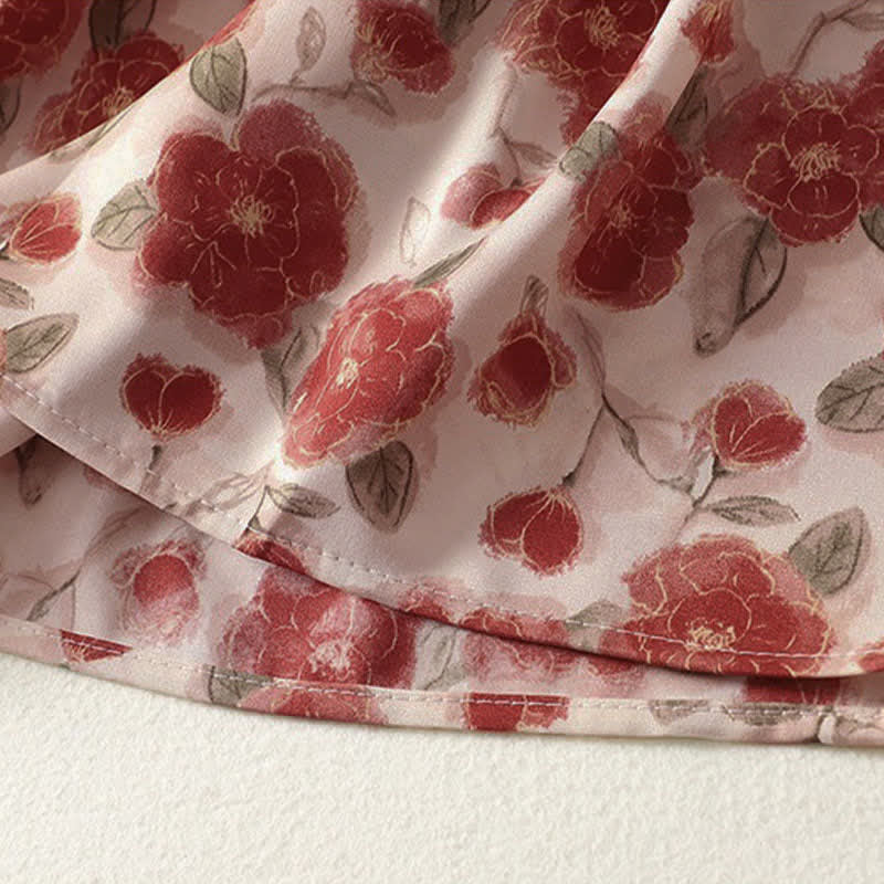 Buddha Stones Robe d'été sans manches en mousseline à imprimé floral pour femme, avec poches - image 6