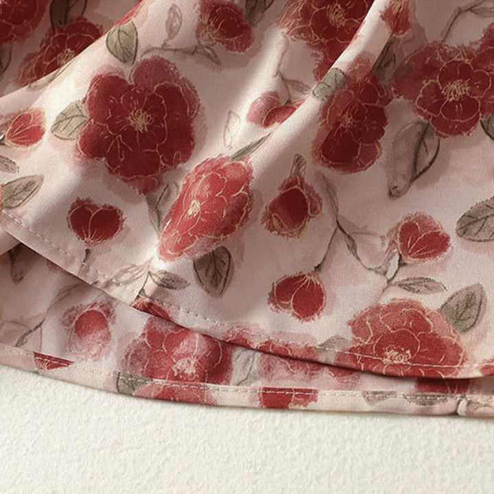 Buddha Stones Robe d'été sans manches en mousseline à imprimé floral pour femme, avec poches - image 6