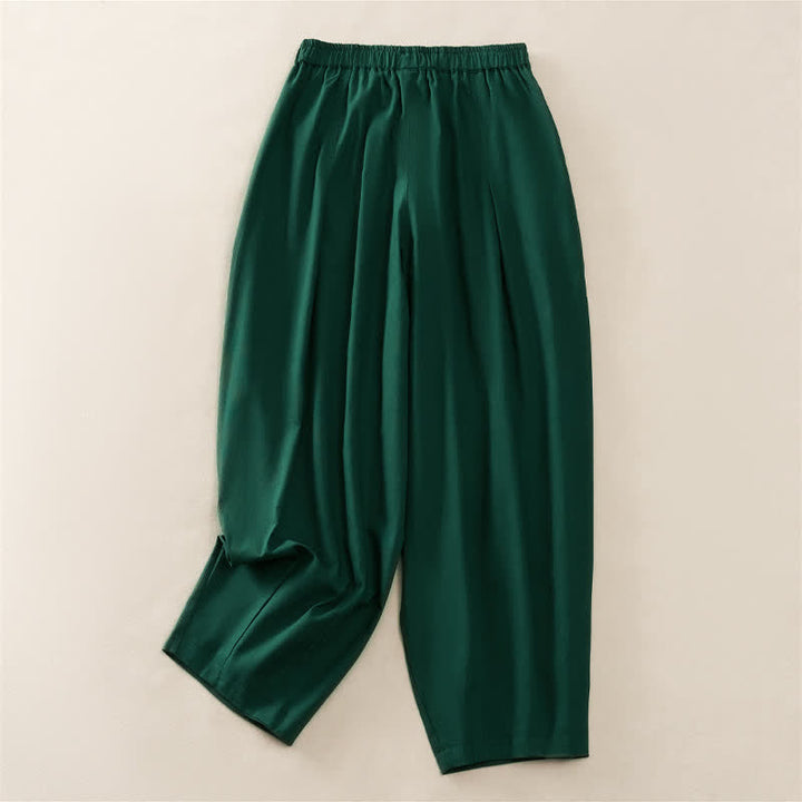 Buddha Stones Pantalon harem plissé à taille élastique, coupe décontractée, pour femme, avec poches - image 8