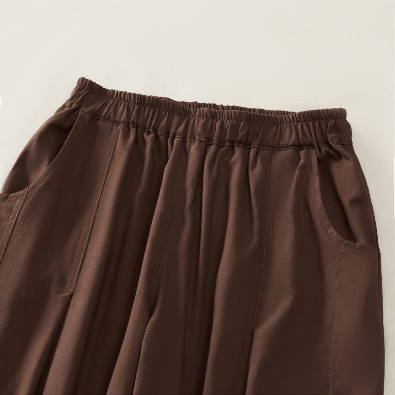 Buddha Stones Pantalon harem plissé à taille élastique, coupe décontractée, pour femme, avec poches - image 2