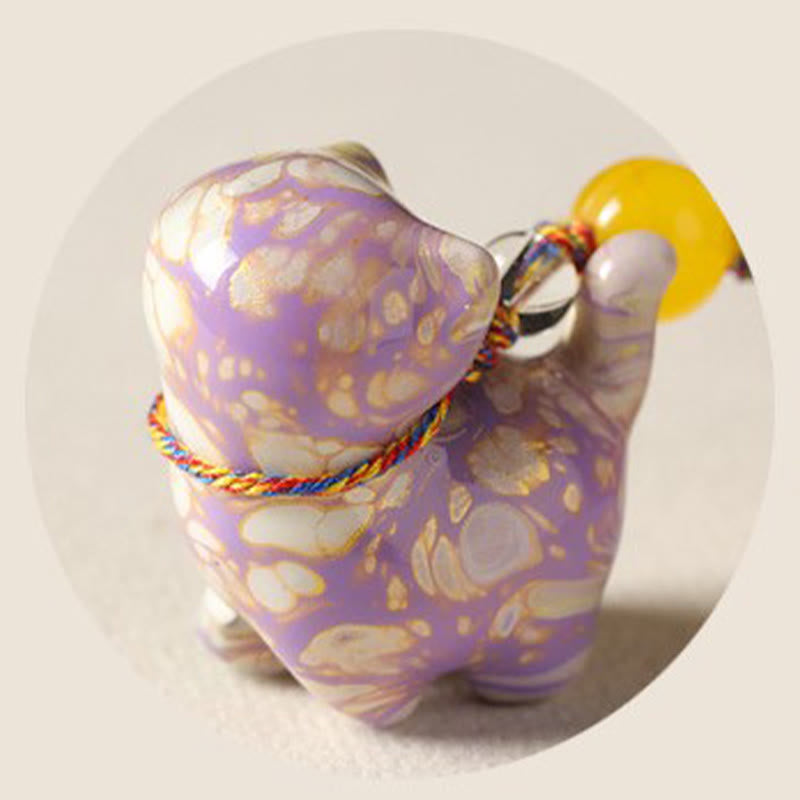 Buddha Stones Mini porte-clés chat adorable en bois d'ébène laqué, style calme - image 10