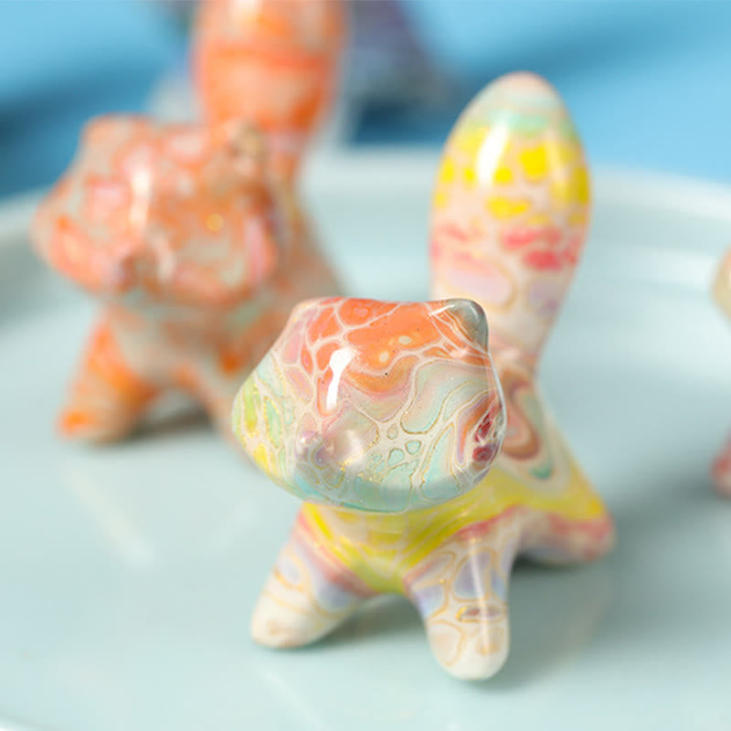 Buddha Stones Mini Chat Adorable Bois d'Ébène Laqué Artisanat Décoration Paix 4*2,2cm (Couleur aléatoire) - image 3