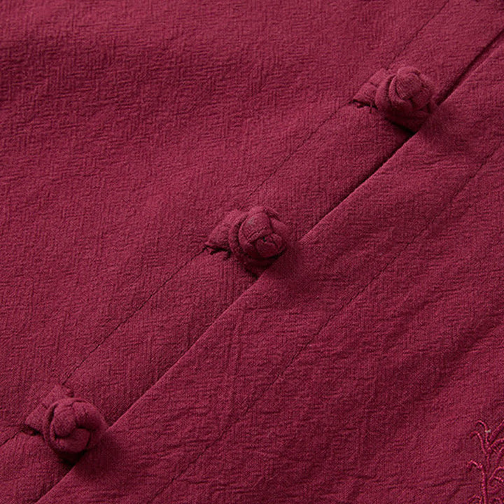 Buddha Stones Ensemble d'été 2 pièces : chemise à manches courtes unie avec col mandarin et boutons brandebourg, pantalon harem, tenue de méditation pour homme avec poches - image 3