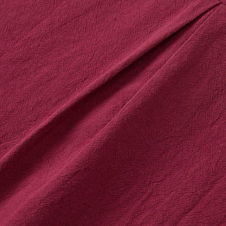 Buddha Stones Ensemble d'été 2 pièces : chemise à manches courtes unie avec col mandarin et boutons brandebourg, pantalon harem, tenue de méditation pour homme avec poches - image 7