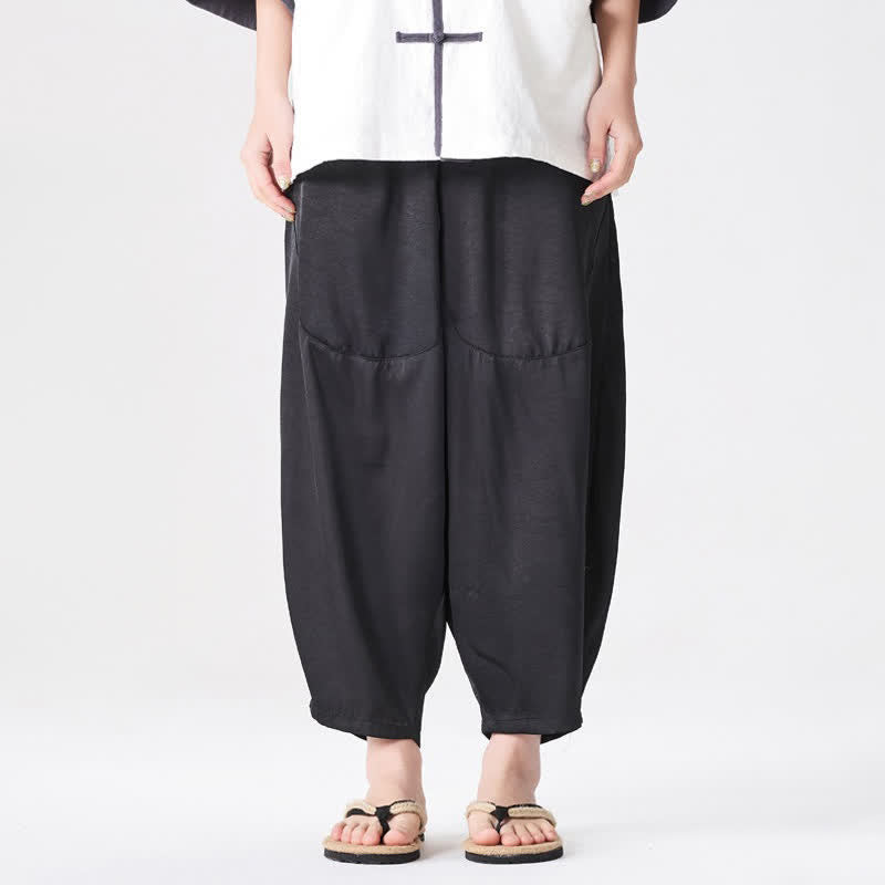 Buddha Stones Pantalon harem d'été décontracté pour homme, uni, avec poches plaquées - image 21