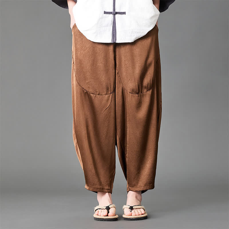 Buddha Stones Pantalon harem d'été décontracté pour homme, uni, avec poches plaquées - image 15