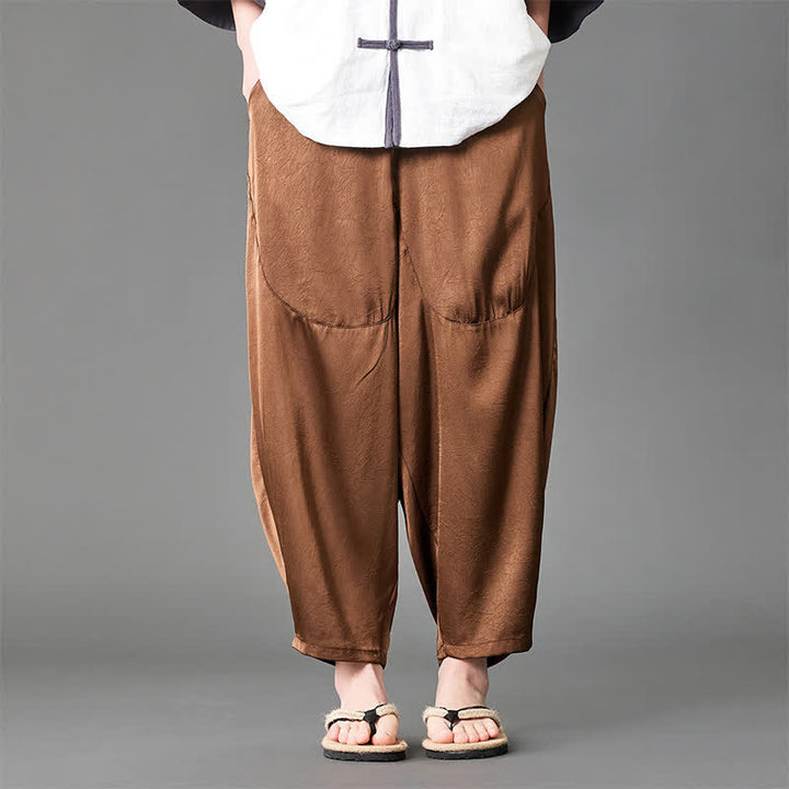 Buddha Stones Pantalon harem d'été décontracté pour homme, uni, avec poches plaquées - image 15
