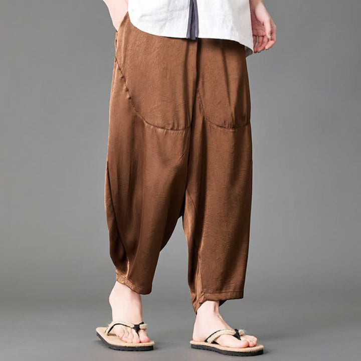 Buddha Stones Pantalon harem d'été décontracté pour homme, uni, avec poches plaquées - image 17