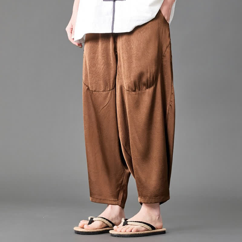 Buddha Stones Pantalon harem d'été décontracté pour homme, uni, avec poches plaquées - Pérou - US/UK/AU46，EU56 (5XL) - image 13