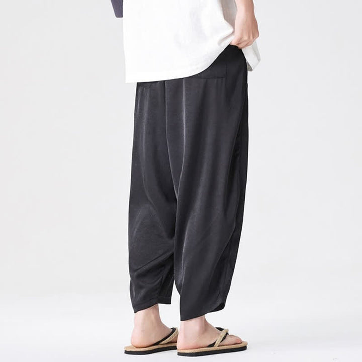 Buddha Stones Pantalon harem d'été décontracté pour homme, uni, avec poches plaquées - image 23
