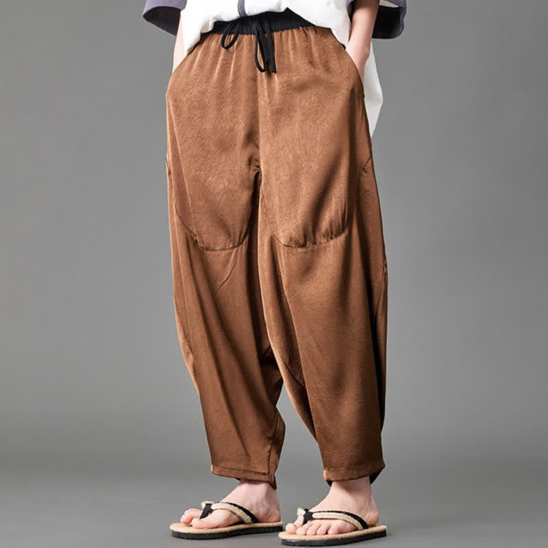 Buddha Stones Pantalon harem d'été décontracté pour homme, uni, avec poches plaquées - image 18