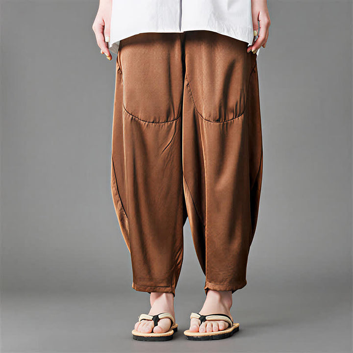 Buddha Stones Pantalon harem d'été décontracté pour homme, uni, avec poches plaquées - image 14