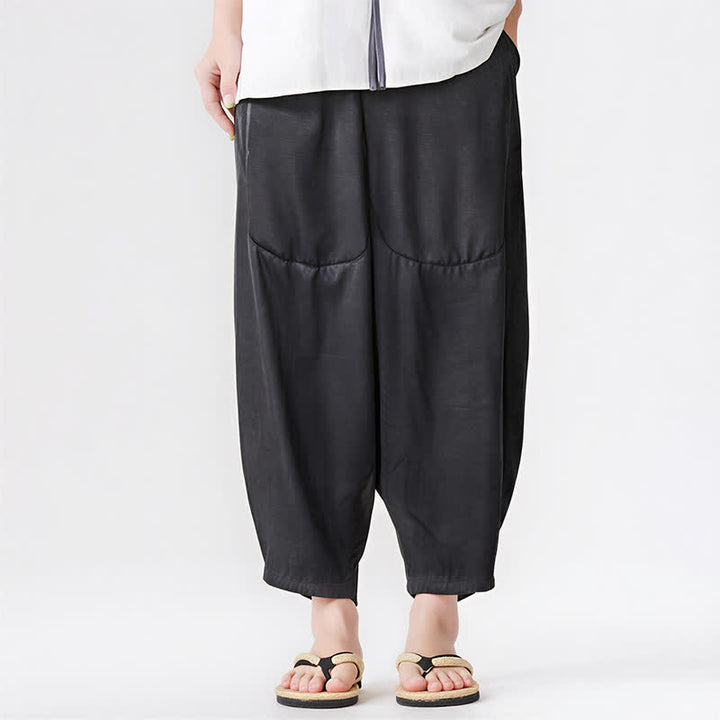 Buddha Stones Pantalon harem d'été décontracté pour homme, uni, avec poches plaquées - image 25