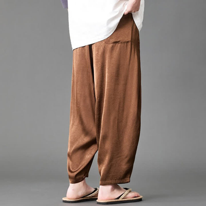 Buddha Stones Pantalon harem d'été décontracté pour homme, uni, avec poches plaquées - image 19