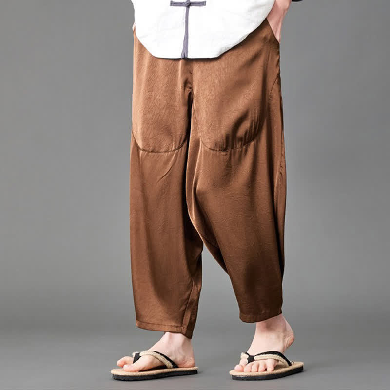 Buddha Stones Pantalon harem d'été décontracté pour homme, uni, avec poches plaquées - image 16