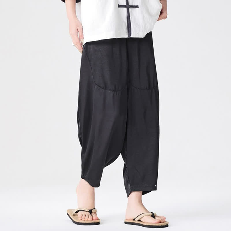 Buddha Stones Pantalon harem d'été décontracté pour homme, uni, avec poches plaquées - image 24