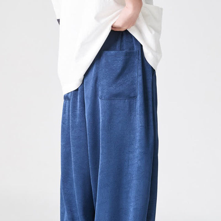Buddha Stones Pantalon harem d'été décontracté pour homme, uni, avec poches plaquées - image 8