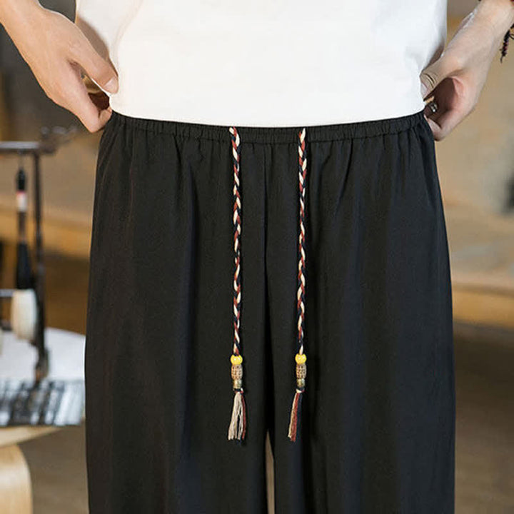 Buddha Stones Pantalon harem d'été décontracté pour homme, à ourlet élastique et cordon de serrage, avec poches - image 12