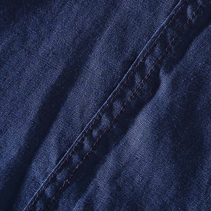 Buddha Stones Chemise homme en lin uni à manches courtes, col mandarin et boutons brandebourg, style été décontracté - image 6