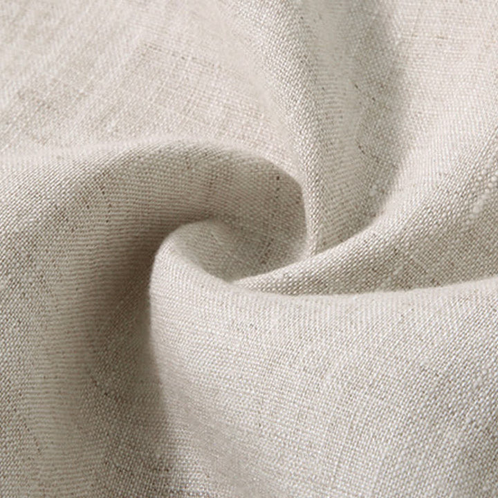 Buddha Stones Chemise d'été minimaliste à manches courtes en lin uni, boutonnée et fendue sur le côté, pour homme - image 6