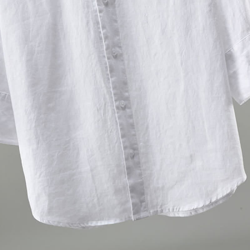 Buddha Stones Chemise homme minimaliste printanière en lin uni à manches trois-quarts - image 5