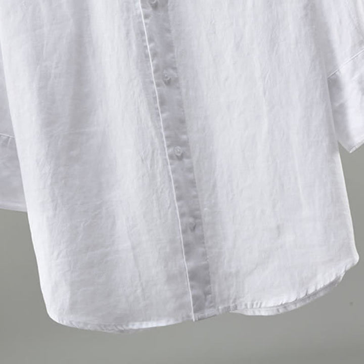 Buddha Stones Chemise homme minimaliste printanière en lin uni à manches trois-quarts - image 5