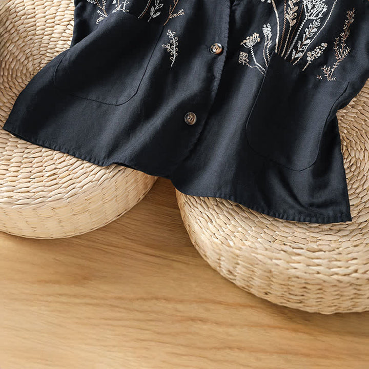 Buddha Stones Chemises sans manches d'été brodées à motifs floraux pour femmes, avec poches - image 12