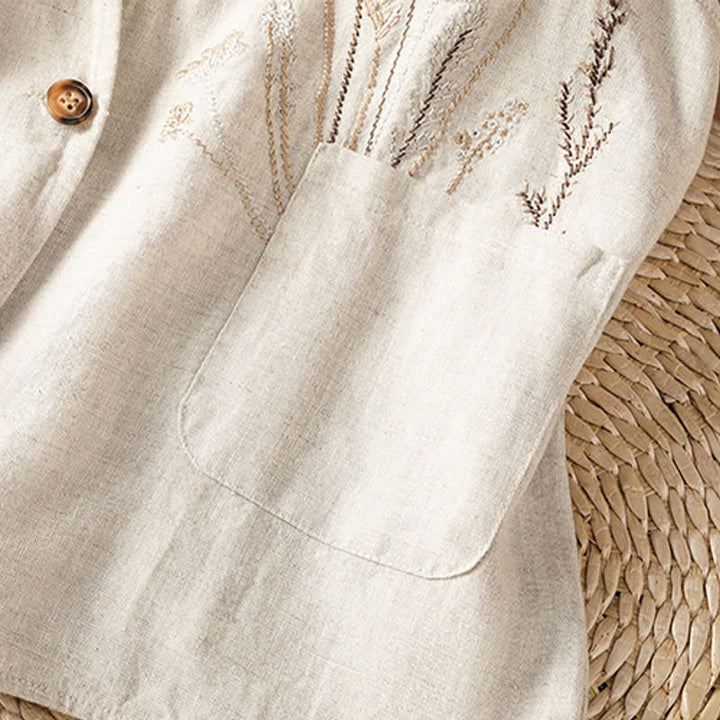 Buddha Stones Chemises sans manches d'été brodées à motifs floraux pour femmes, avec poches - image 6