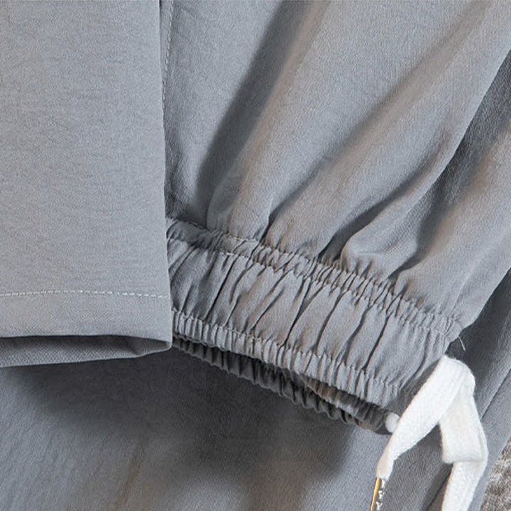 Buddha Stones Ensemble d'été 2 pièces : chemise à manches courtes imprimée délavée avec col mandarin et boutons brandebourg, pantalon bermuda, tenue de méditation pour homme avec poches - image 5