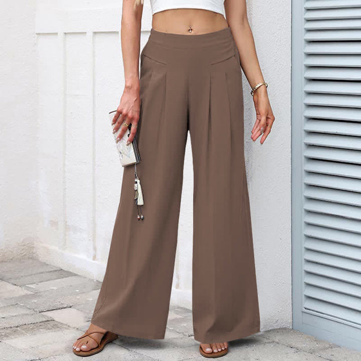 Buddha Stones Pantalon large taille haute pour femme, en coton et lin uni, avec poches - Terre de sienne - US16，UK/AU20，EU48 (3XL) - image 9