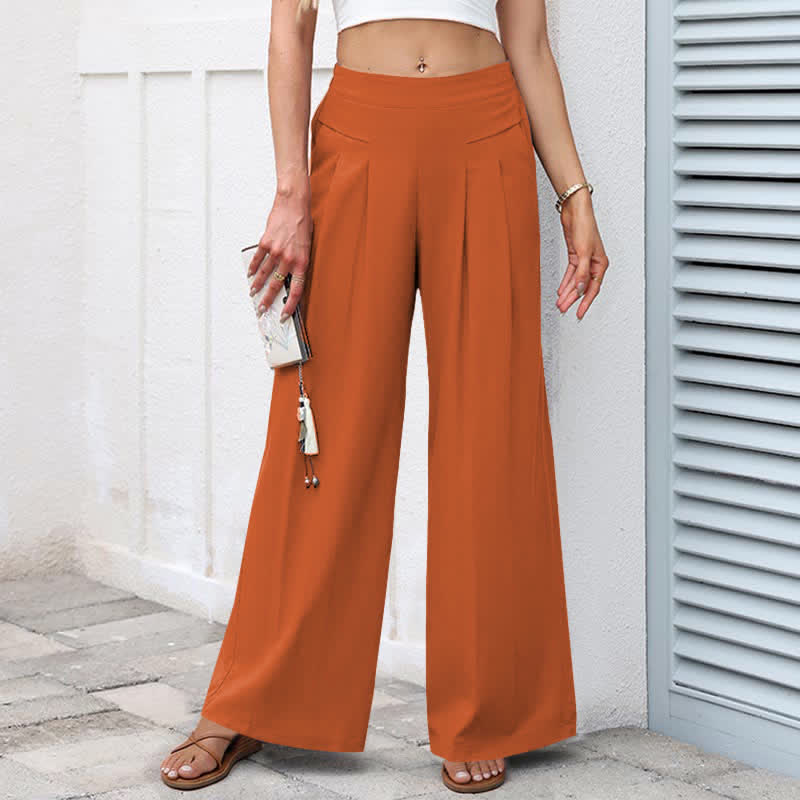 Buddha Stones Pantalon large taille haute pour femme, en coton et lin uni, avec poches - Orange - US16，UK/AU20，EU48 (3XL) - image 17