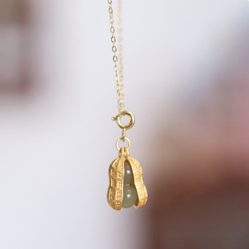 Buddha Stones Collier pendentif en argent sterling 925 et jade Hetian, symbole de prospérité et de bonnes choses qui arrivent - image 1