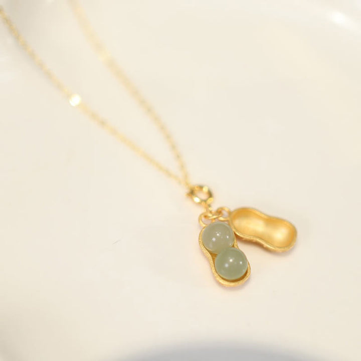 Buddha Stones Collier pendentif en argent sterling 925 et jade Hetian, symbole de prospérité et de bonnes choses qui arrivent - Jade de Hetian (Prospérité ♥ Abondance) - image 0
