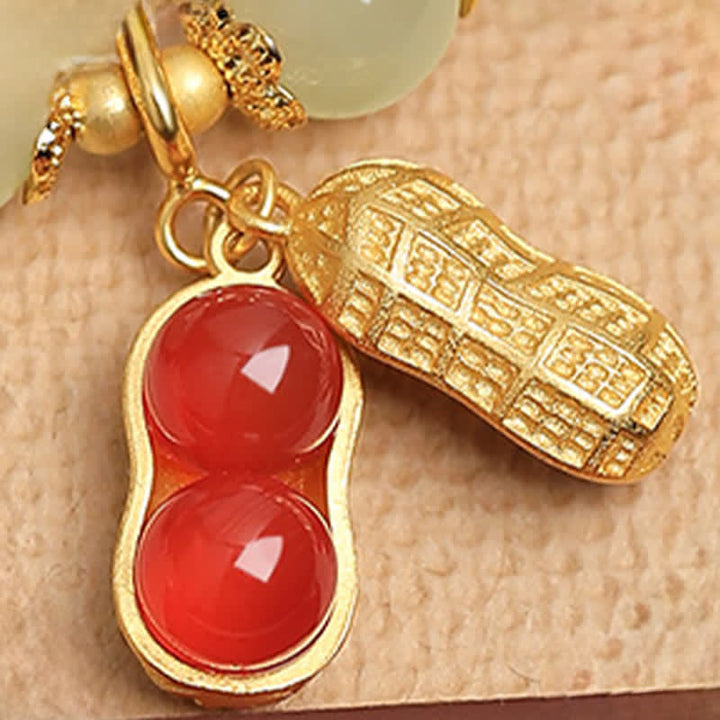 Buddha Stones Bracelet porte-bonheur Fu Character Peanut en cinabre naturel, orné d'une cacahuète et symbole de prospérité. - image 9