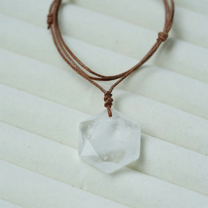 Buddha Stones Collier pendentif en agate indienne, quartz clair et améthyste sculptés en forme d'étoile de David, symbole de guérison. - image 2