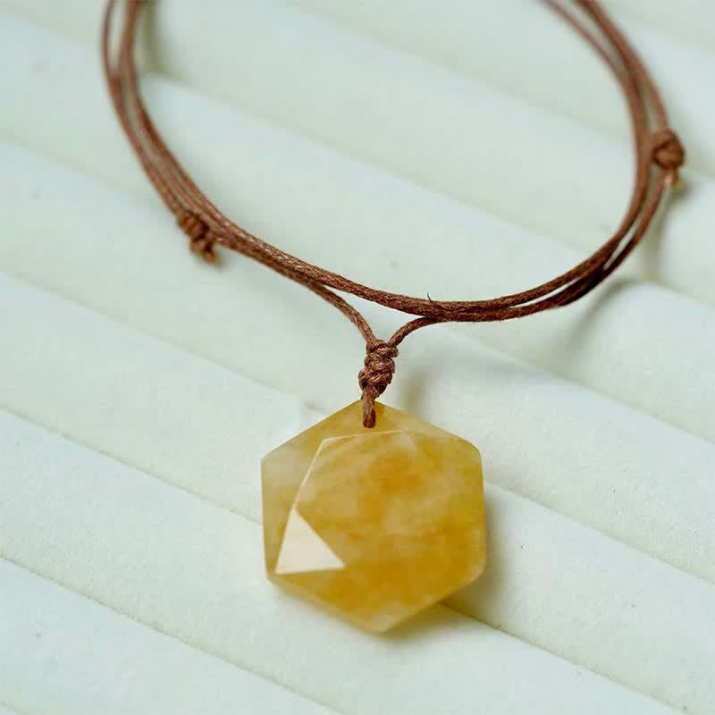 Buddha Stones Collier pendentif en agate indienne, quartz clair et améthyste sculptés en forme d'étoile de David, symbole de guérison. - Aventurine jaune - image 26