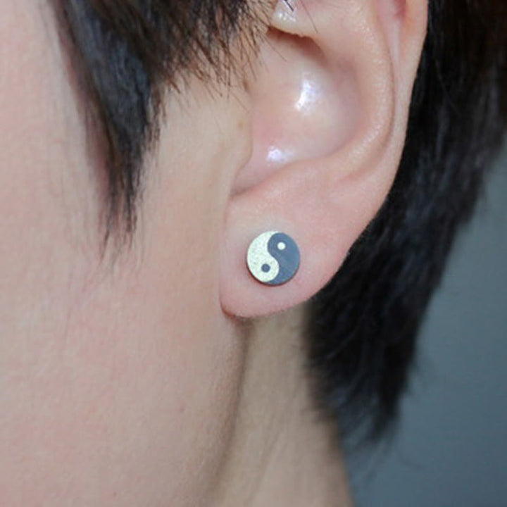 Buddha Stones Boucles d'oreilles clous en bois d'ébène Yin Yang Balance - image 7