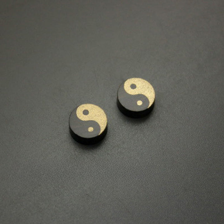 Buddha Stones Boucles d'oreilles clous en bois d'ébène Yin Yang Balance - image 2
