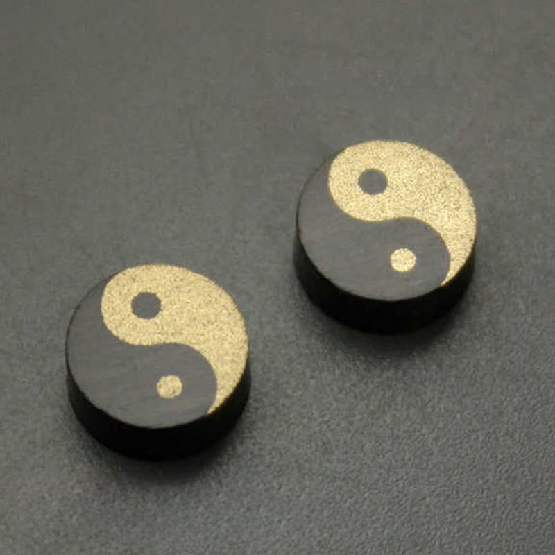 Buddha Stones Boucles d'oreilles clous en bois d'ébène Yin Yang Balance - image 10