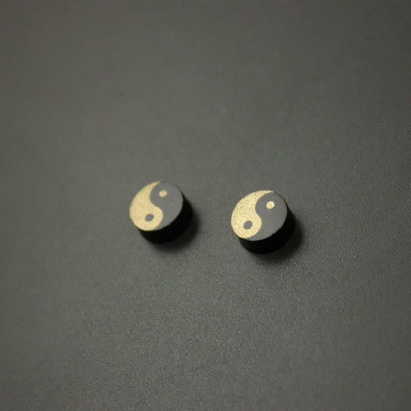 Buddha Stones Boucles d'oreilles clous en bois d'ébène Yin Yang Balance - image 9