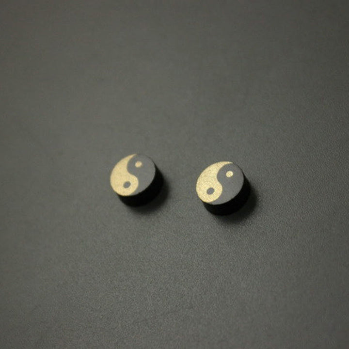 Buddha Stones Boucles d'oreilles clous en bois d'ébène Yin Yang Balance - image 9
