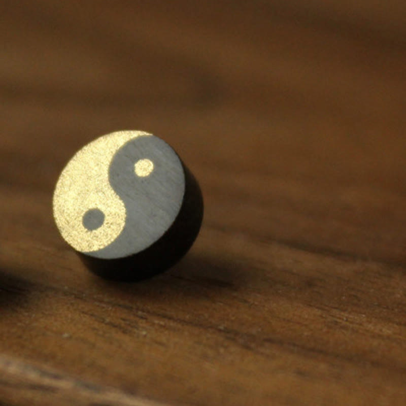 Buddha Stones Boucles d'oreilles clous en bois d'ébène Yin Yang Balance - image 11