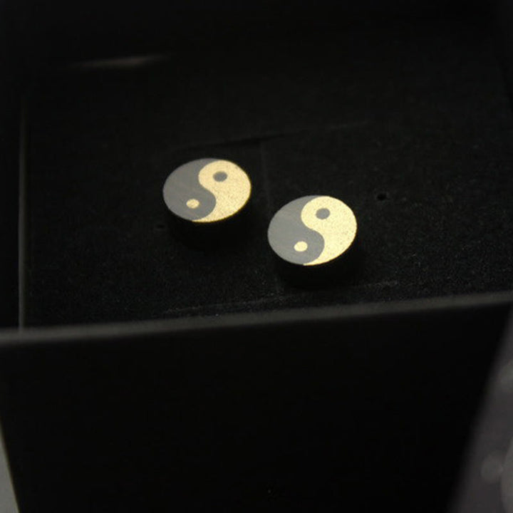 Buddha Stones Boucles d'oreilles clous en bois d'ébène Yin Yang Balance - image 12