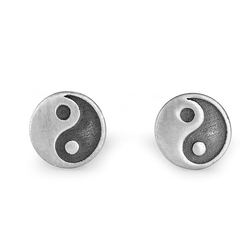 Buddha Stones Boucle d'oreille clou Yin Yang Balance One en argent sterling 925 - image 5